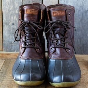 Sperry duck boots, leather, Men size 15, new, worn once
